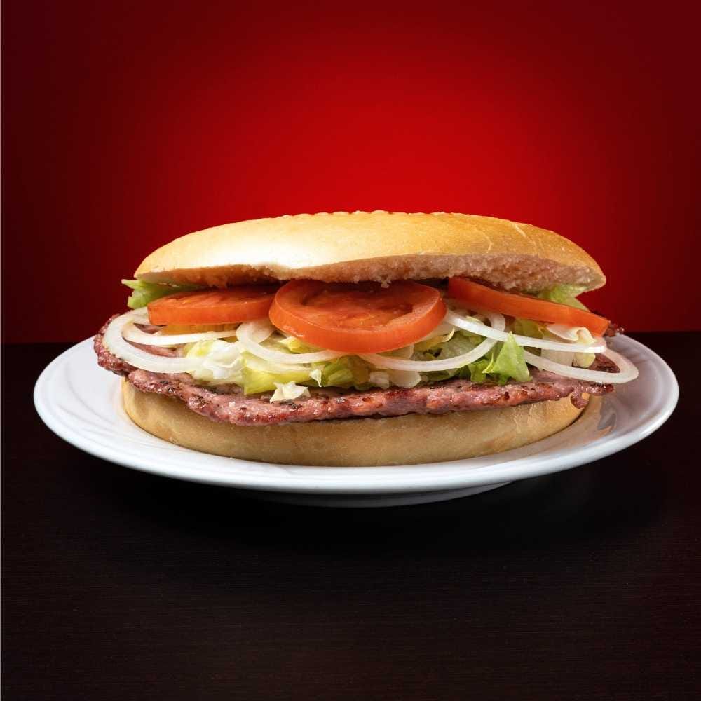 Hamburguesa de cerdo con verdura